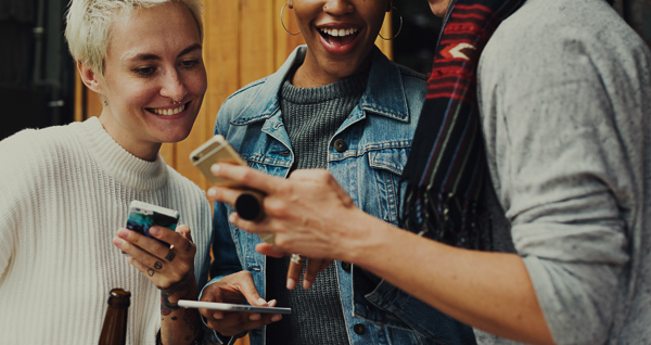 Women Friends Hands Hold Mobile Phone